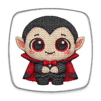 Cute vampire in knitted look - Square fridge magnet - white - Front