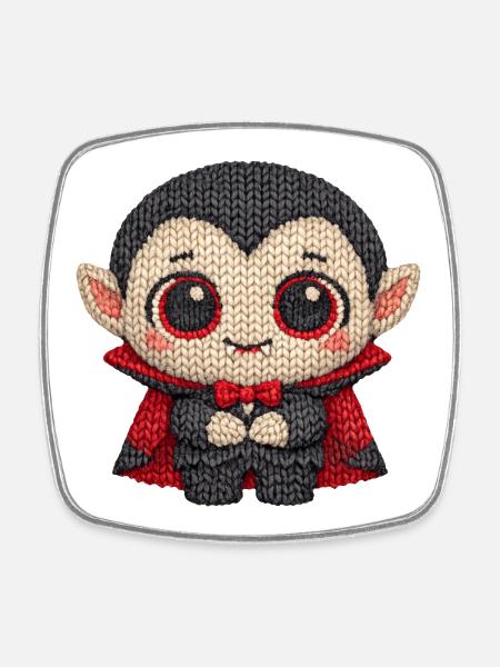 Cute vampire in knitted look - Square fridge magnet - white