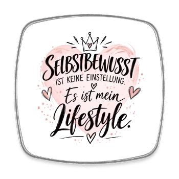 Selbstbewusstes Lifestyle-Herz - Viereckiger Kühlschrankmagnet - Weiß - Vorne