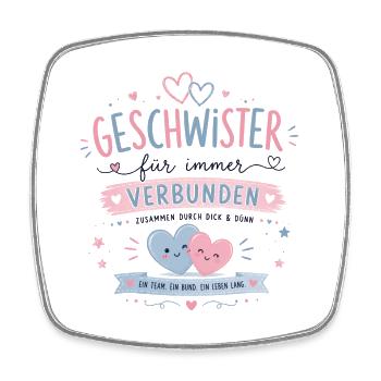 Geschwisterliebe für immer verbunden - Viereckiger Kühlschrankmagnet - Weiß - Vorne