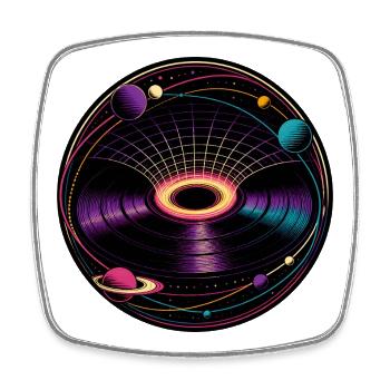 Gravity Well Vinyl Black Hole Physics - Square fridge magnet - white - Front