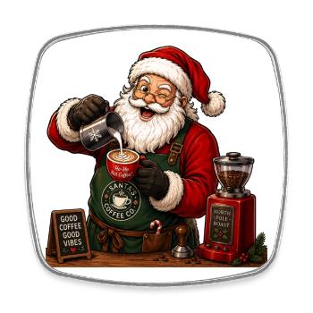Café de Noël du Père Noël - Magnet carré - blanc - Devant