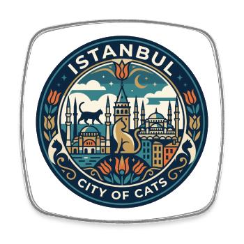 Istanbul Turkey Cats - Magnet carré - blanc - Devant