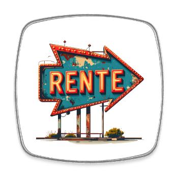 Pension Sign with Arrow – Vintage Retirement Design - Square fridge magnet - white - Front