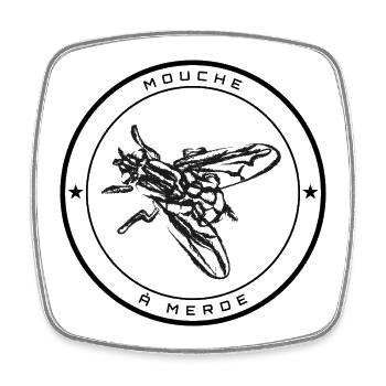 Mouche à merde – Illustration insecte - Magnet carré - blanc - Devant