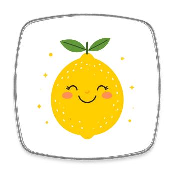 Funny Yellow Kawaii Lemon – Cute Fruit - Square fridge magnet - white - Front