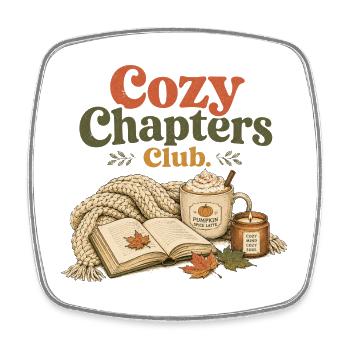 Cozy Chapters Club Fall Reading - Square fridge magnet - white - Front