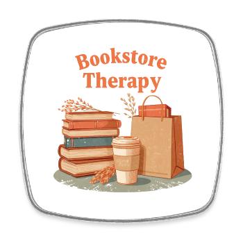 Bookstore Therapy Reading Books Retro - Square fridge magnet - white - Front