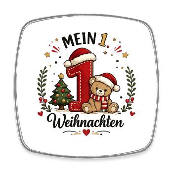 Mein Erstes Weihnachten Teddy - Viereckiger Kühlschrankmagnet - Weiß - Vorne