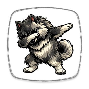 Appliquer Keeshond dans un style bande dessinée - Magnet carré - blanc - Devant