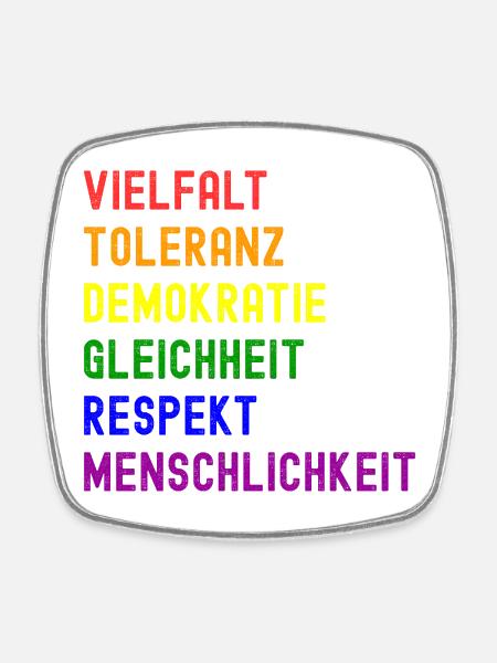 Vielfalt Toleranz Demokratie - Viereckiger Kühlschrankmagnet - Weiß