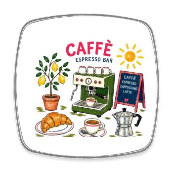 Caffè Espresso Sketch Café - Square fridge magnet - white - Front