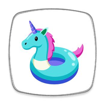 Unicorn Pool Toy - Square fridge magnet - white - Front