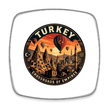 Badge de voyage vintage des ballons de la Cappadocie de la Dinde - Magnet carré - blanc - Devant