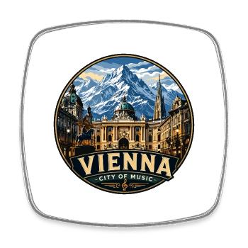 Retro Vienna Austria Vintage Travel Badge Sticker - Square fridge magnet - white - Front