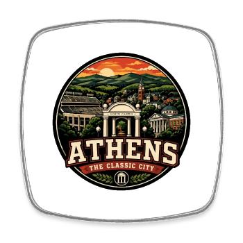 Athens Georgia Classic City Retro Arch Badge - Square fridge magnet - white - Front