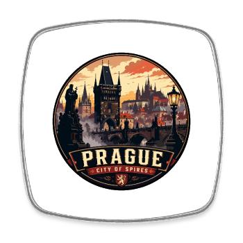 Emblème vintage de la ville de flèches de Prague - Magnet carré - blanc - Devant