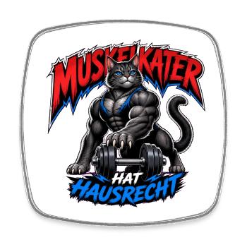 Muskelkater Hat Hausrecht – Fitness Katze - Viereckiger Kühlschrankmagnet - Weiß - Vorne