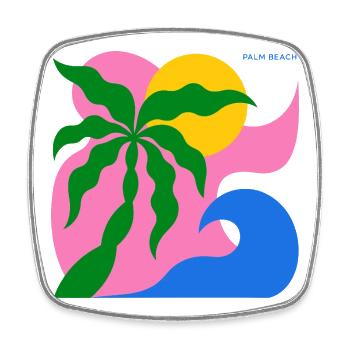 Abstract Palm Tree & Sun: Summer Design - Square fridge magnet - white - Front