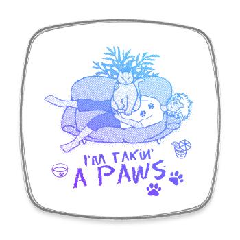 Je prends un Paws - Chat qui fait des biscuits - Magnet carré - blanc - Devant