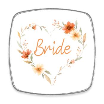 Bride! Boho Floral Heart, Floral Design, Per - Square fridge magnet - white - Front
