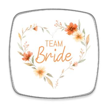 Team bride! Boho Floral Heart - Square fridge magnet - white - Front