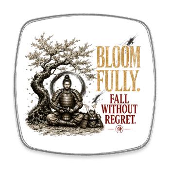 Bloom Fully Fall Without Regret Samurai Sakura - Square fridge magnet - white - Front