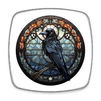 Hugin the Raven | Mystical Viking Motif - Square fridge magnet - white - Front