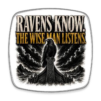 Ravens Know The Wise Man Listens Viking Shirt - Square fridge magnet - white - Front