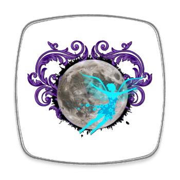 Moonlight Fairy, Flourish, Moons - Square fridge magnet - white - Front