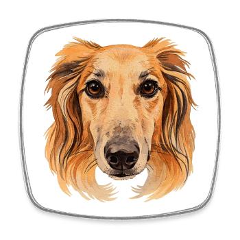 saluki head, watercolor look, greyhound designs - Square fridge magnet - white - Front