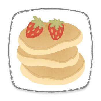 Pile de crêpes à la fraise - Magnet carré - blanc - Devant