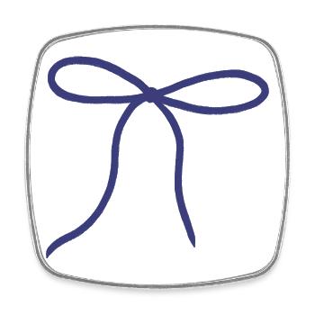 Blue Ribbon Bow Illustration - Square fridge magnet - white - Front