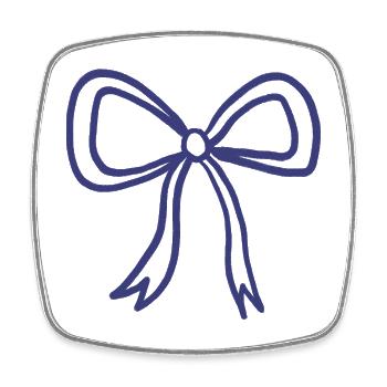 Minimal Ribbon Bow Line Art - Square fridge magnet - white - Front