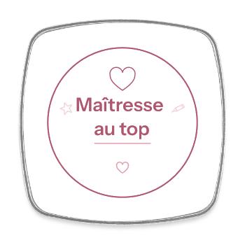 Maîtresse au top cercle rose - Magnet carré - blanc - Devant