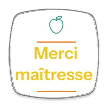 Merci maîtresse – design scolaire - Magnet carré - blanc - Devant