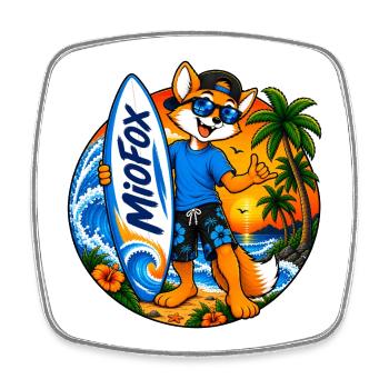 33_Miofox_Surfer4 - Magnet carré - blanc - Devant