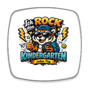 Ich rock den Kindergarten jeden Tag - Viereckiger Kühlschrankmagnet - Weiß - Vorne