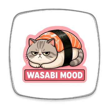 Angry Sushi Cat Salmon Nigiri Meme - Square fridge magnet - white - Front