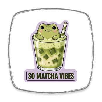So Matcha Vibes Chouette grenouille Kawaii - Magnet carré - blanc - Devant