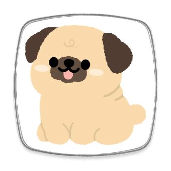Pug Plushie Charm - Square fridge magnet - white - Front