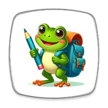 Frog pour l’inscription à l’école – début de l’école avec Bleistif - Magnet carré - blanc - Devant