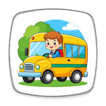 Yellow school bus for school enrolment – back-to-school bus - Square fridge magnet - white - Front