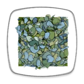 Hortensias bleus – Illustration florale moderne - Magnet carré - blanc - Devant