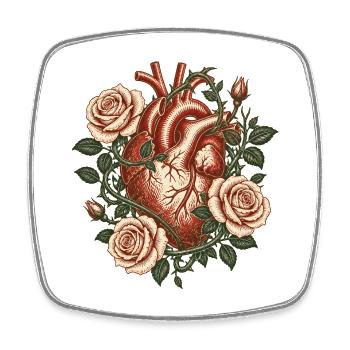Vintage Anatomical Heart with Roses – Gothic Art - Square fridge magnet - white - Front