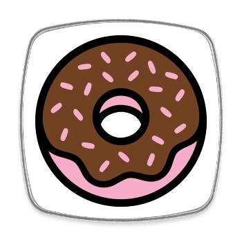 Donut Chocolate Sprinkles Icon - Square fridge magnet - white - Front