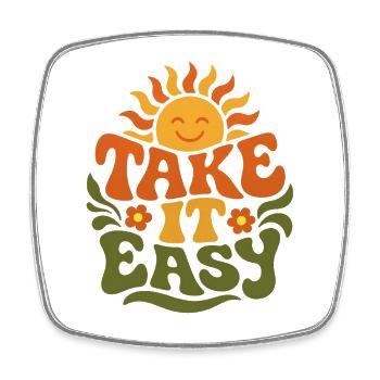 Take It Easy – Retro 70s Groovy Statement Design - Square fridge magnet - white - Front