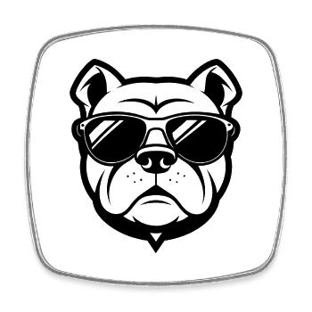 Bouledogue avec lunettes de soleil - Magnet carré - blanc - Devant