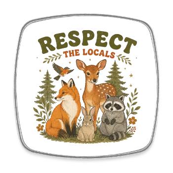 Respect The Locals Forest Animals Retro - Square fridge magnet - white - Front