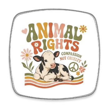 Tierrechte rétro végétal pour les droits des animaux - Magnet carré - blanc - Devant
